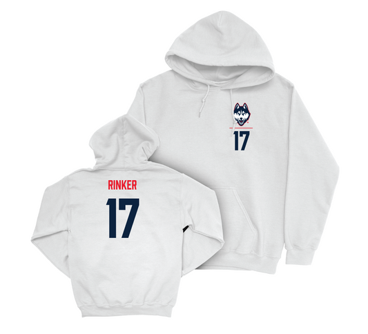 UConn Women's Ice Hockey Logo White Hoodie - Ava Rinker | #17 Small