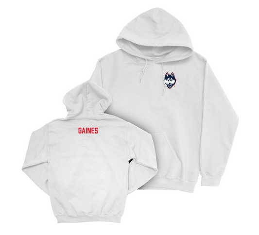 UConn Men's Track & Field Logo White Hoodie - Carl Gaines Small