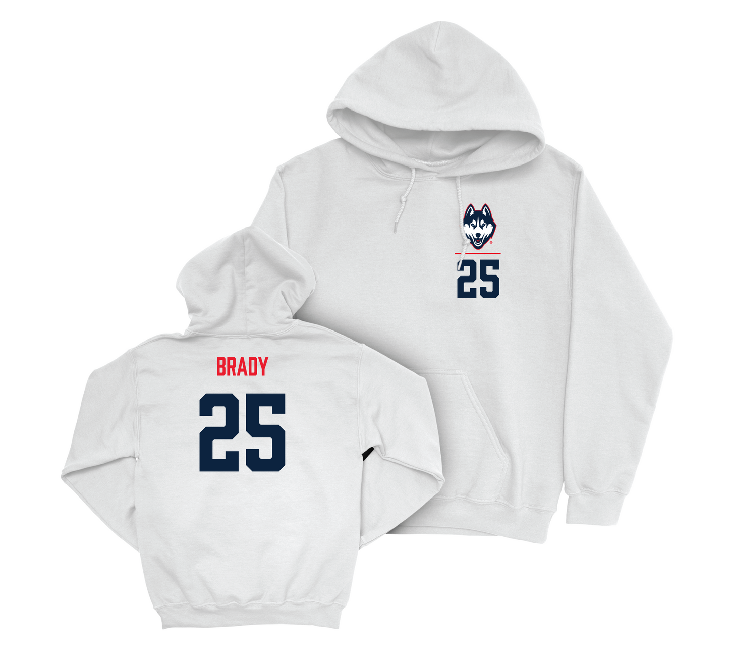 UConn Women's Basketball Logo White Hoodie - Ice Brady | #25 Small