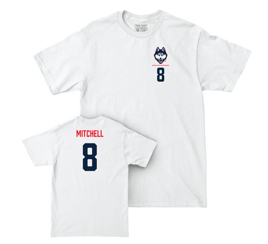 UConn Football Logo White Comfort Colors Tee - Jackson Mitchell | #8 Small