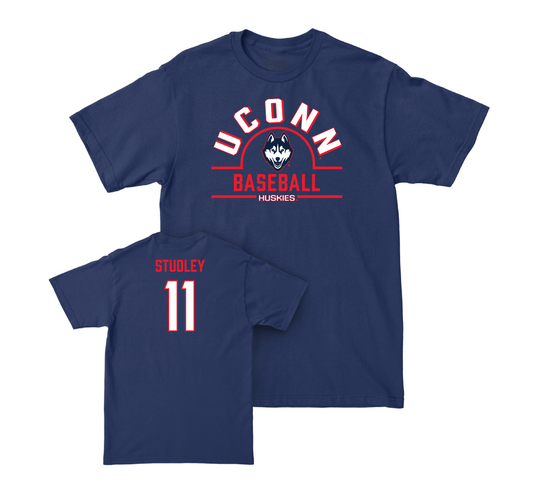 UConn Baseball Arch Navy Tee - Jake Studley | #11 Small