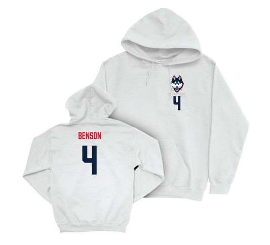 UConn Softball Logo White Hoodie - Lauren Benson | #4 Small