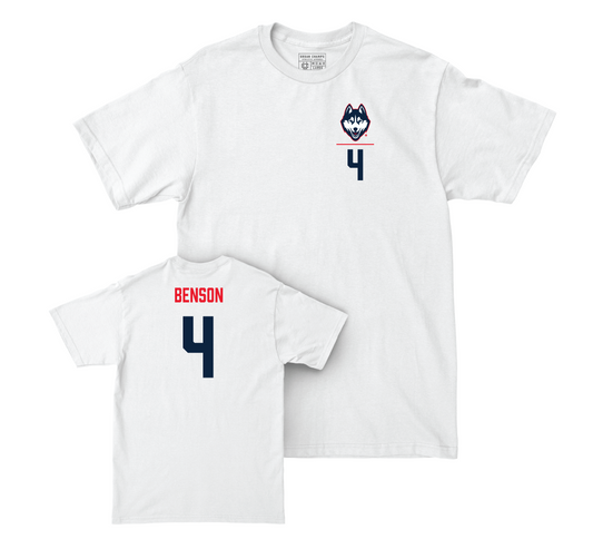 UConn Softball Logo White Comfort Colors Tee - Lauren Benson | #4 Small