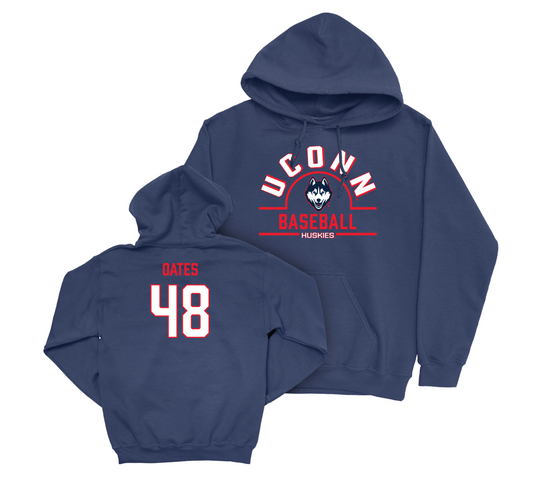 UConn Baseball Arch Navy Hoodie - Michael Oates | #48 Small