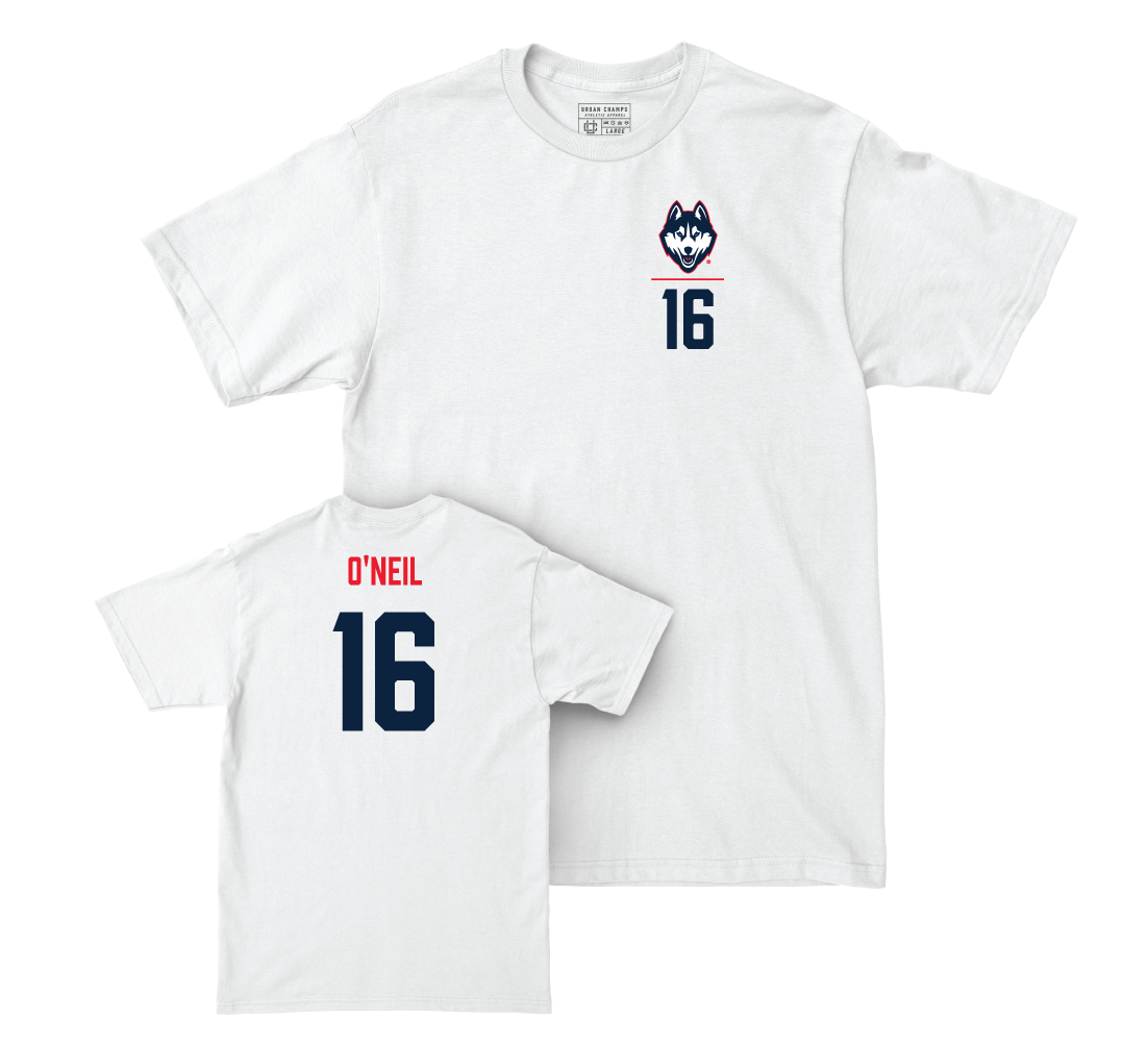UConn Softball Logo White Comfort Colors Tee - Meghan O'Neil | #16 Small