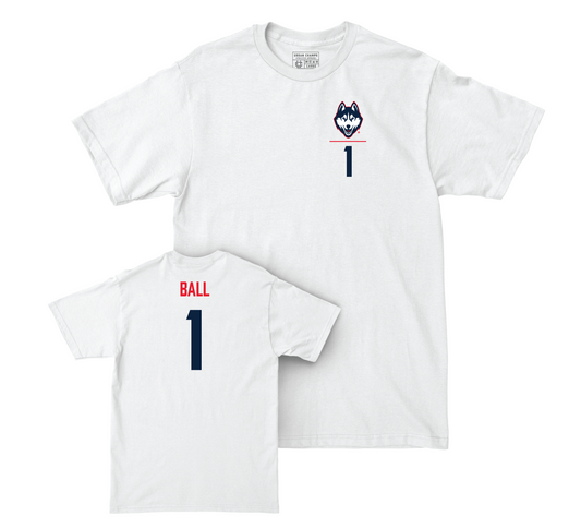 UConn Men's Basketball Logo White Comfort Colors Tee - Solo Ball | #1 Small