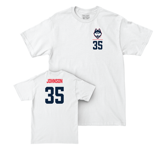 UConn Men's Basketball Logo White Comfort Colors Tee - Samson Johnson | #35 Small