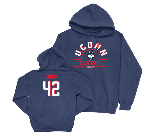 UConn Baseball Arch Navy Hoodie - Stephen Quigley | #42 Small