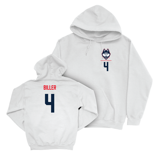 UConn Baseball Logo White Hoodie  - Sam Biller