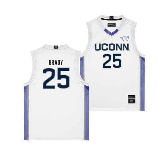 UConn White/Purple Basketball Jersey - Ice Brady | #25