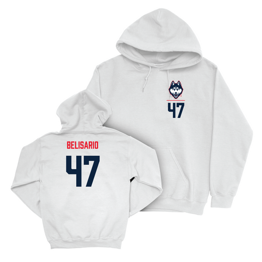 UConn Baseball Logo White Hoodie  - Anthony Belisario