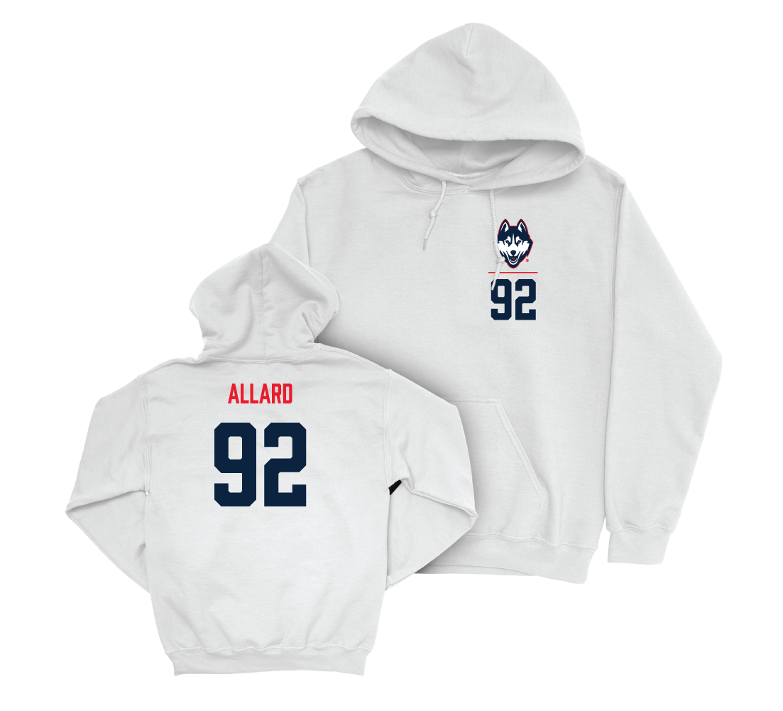 UConn Women's Ice Hockey Logo White Hoodie - Ashley Allard | #92 Small