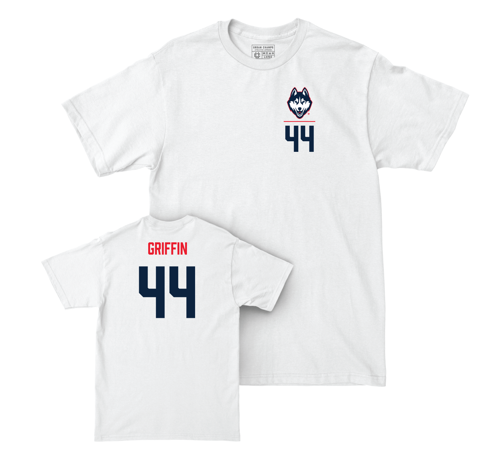 UConn Women's Basketball Logo White Comfort Colors Tee - Aubrey Griffin | #44 Small