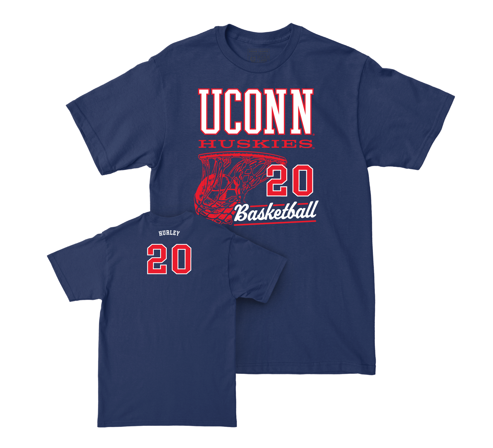 UConn Men's Basketball Hoops Navy Tee - Andrew Hurley | #20 Small