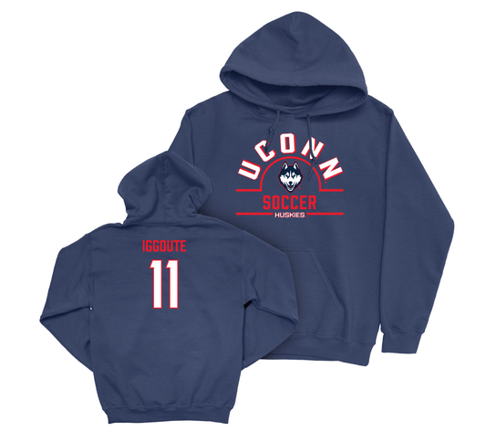 UConn Men's Soccer Arch Navy Hoodie - Adil Iggoute | #11 Small