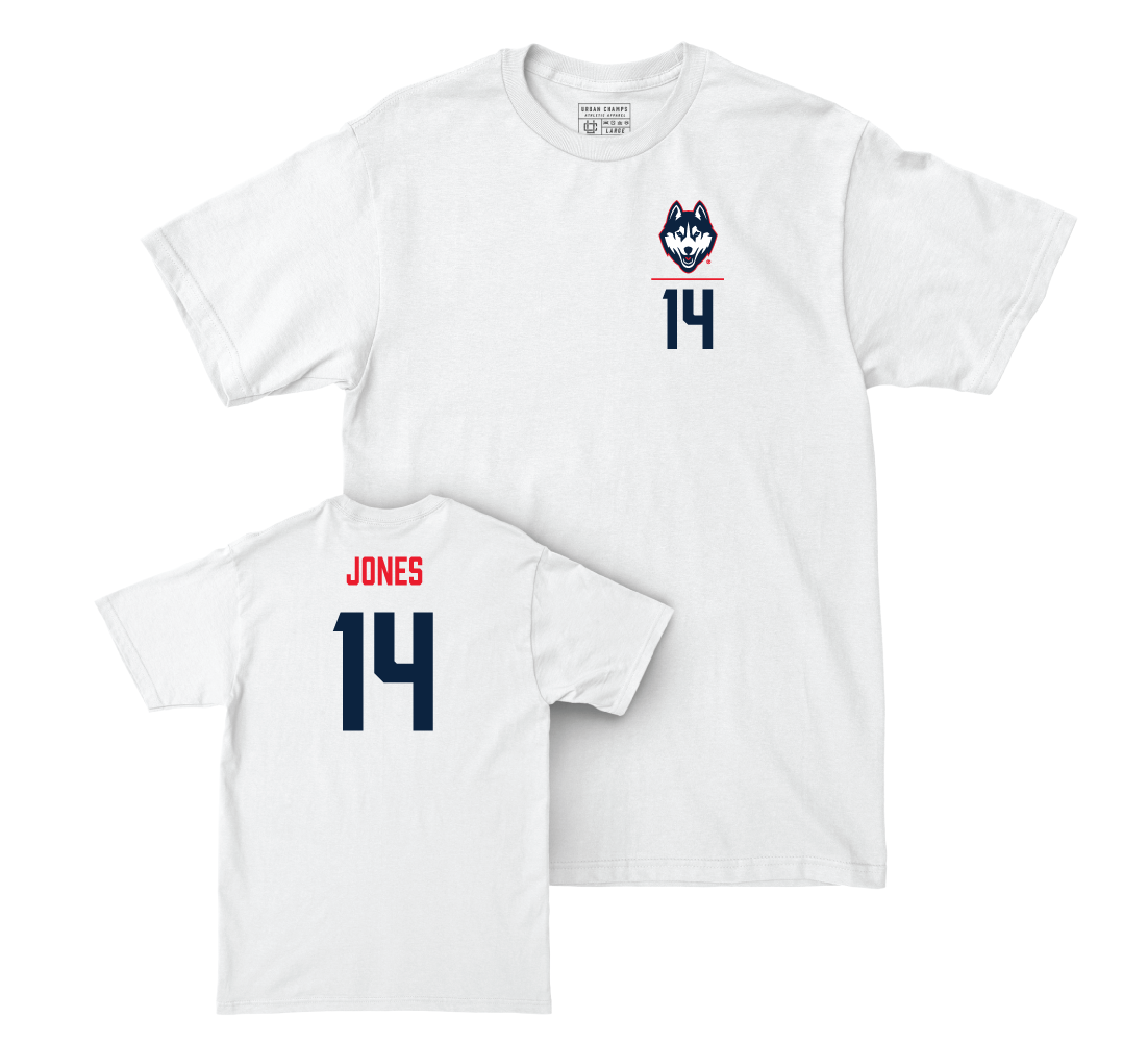 UConn Women's Volleyball Logo White Comfort Colors Tee - Audrey Jones | #14 Small