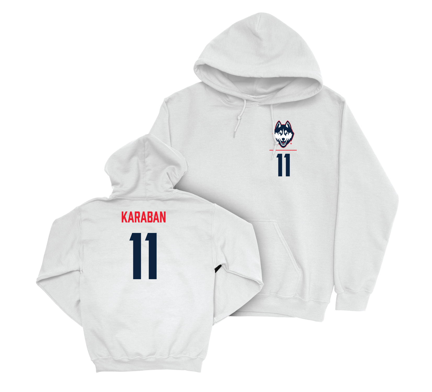 UConn Men's Basketball Logo White Hoodie - Alex Karaban | #11 Small