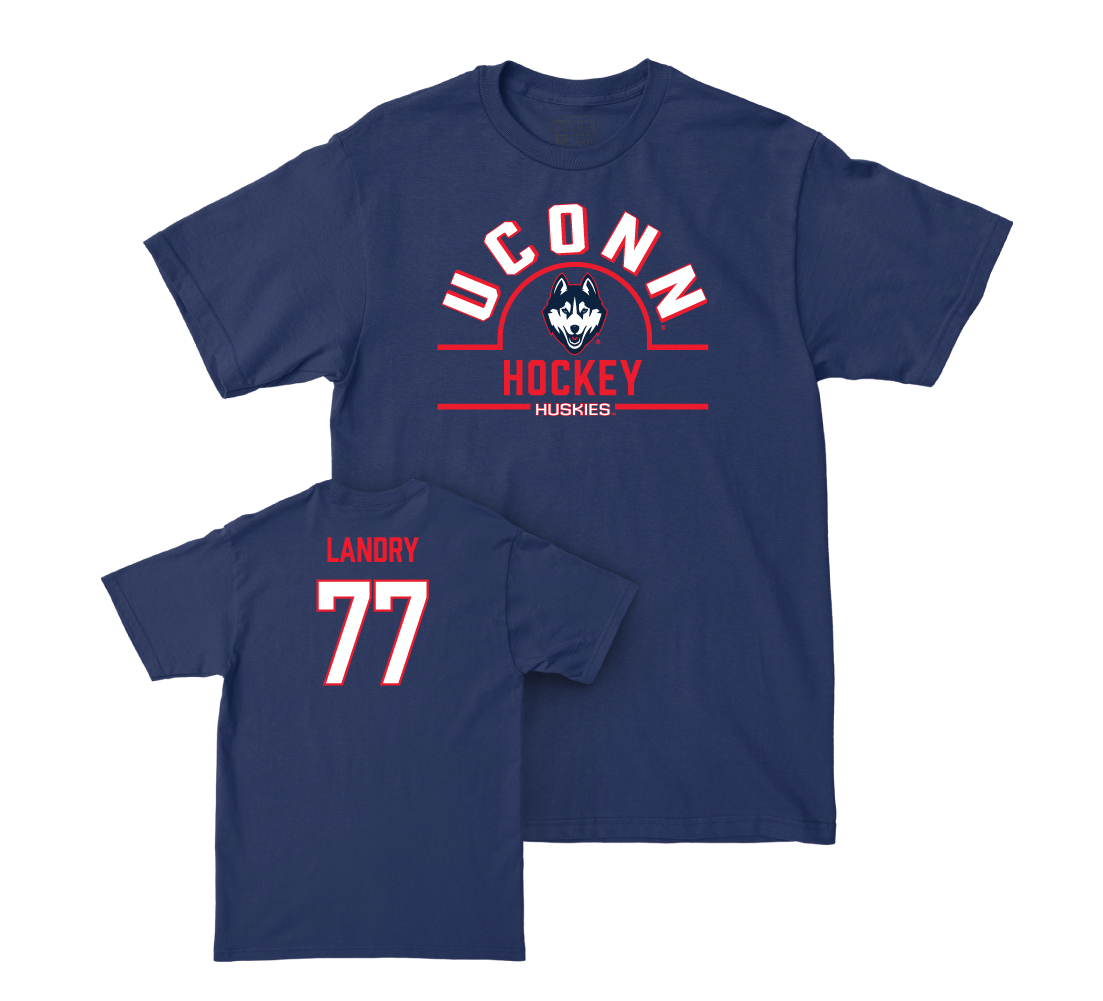 UConn Women's Ice Hockey Arch Navy Tee - Amy Landry | #77 Small