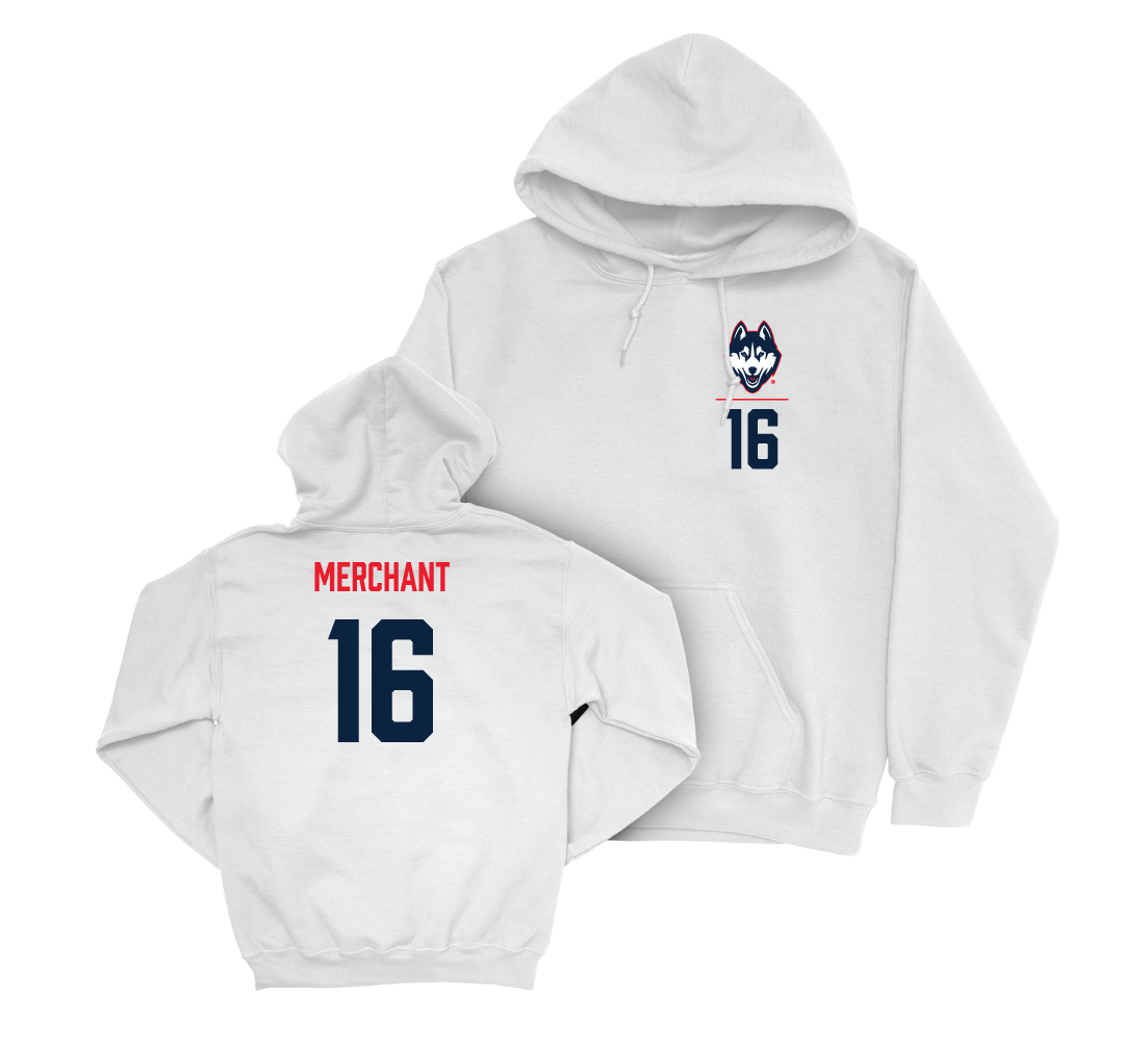 UConn Women's Soccer Logo White Hoodie - Abbey Merchant | #16 Small