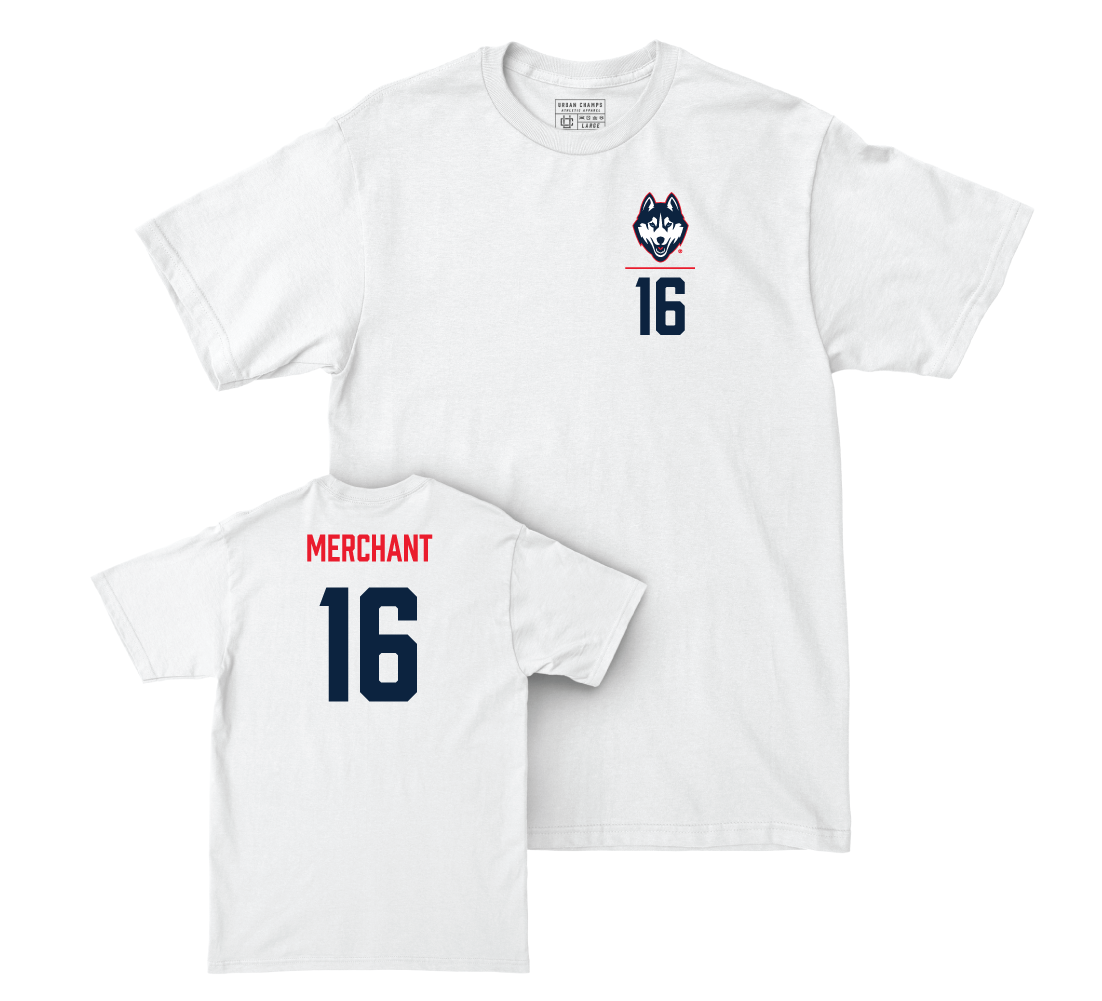 UConn Women's Soccer Logo White Comfort Colors Tee - Abbey Merchant | #16 Small