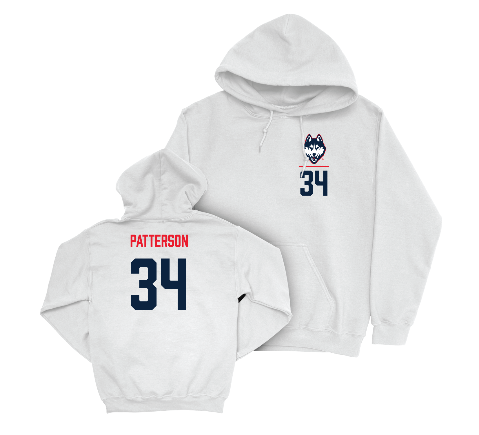 UConn Women's Basketball Logo White Hoodie - Ayanna Patterson | #34 Small