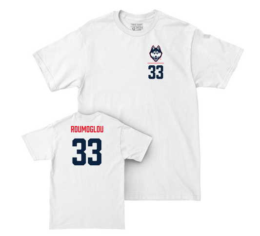 UConn Men's Basketball Logo White Comfort Colors Tee - Apostolos Roumoglou | #33 Small