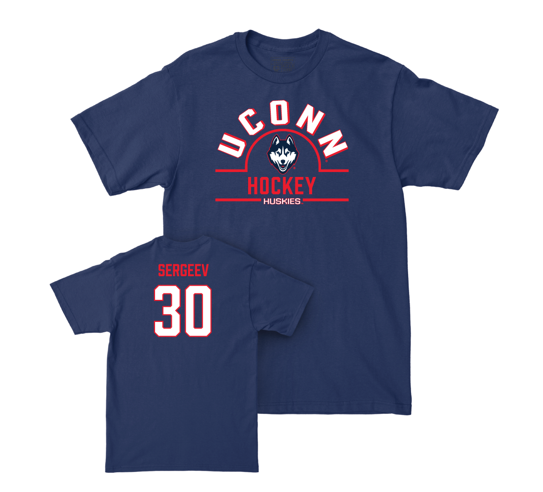 UConn Ice Hockey Arch Navy Tee - Arsenii Sergeev | #30 Small