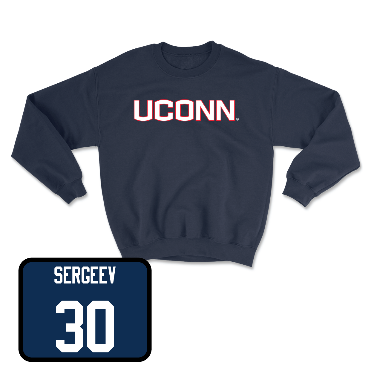 Navy Men's Ice Hockey UConn Crewneck X-Large / Arsenii Sergeev | #30