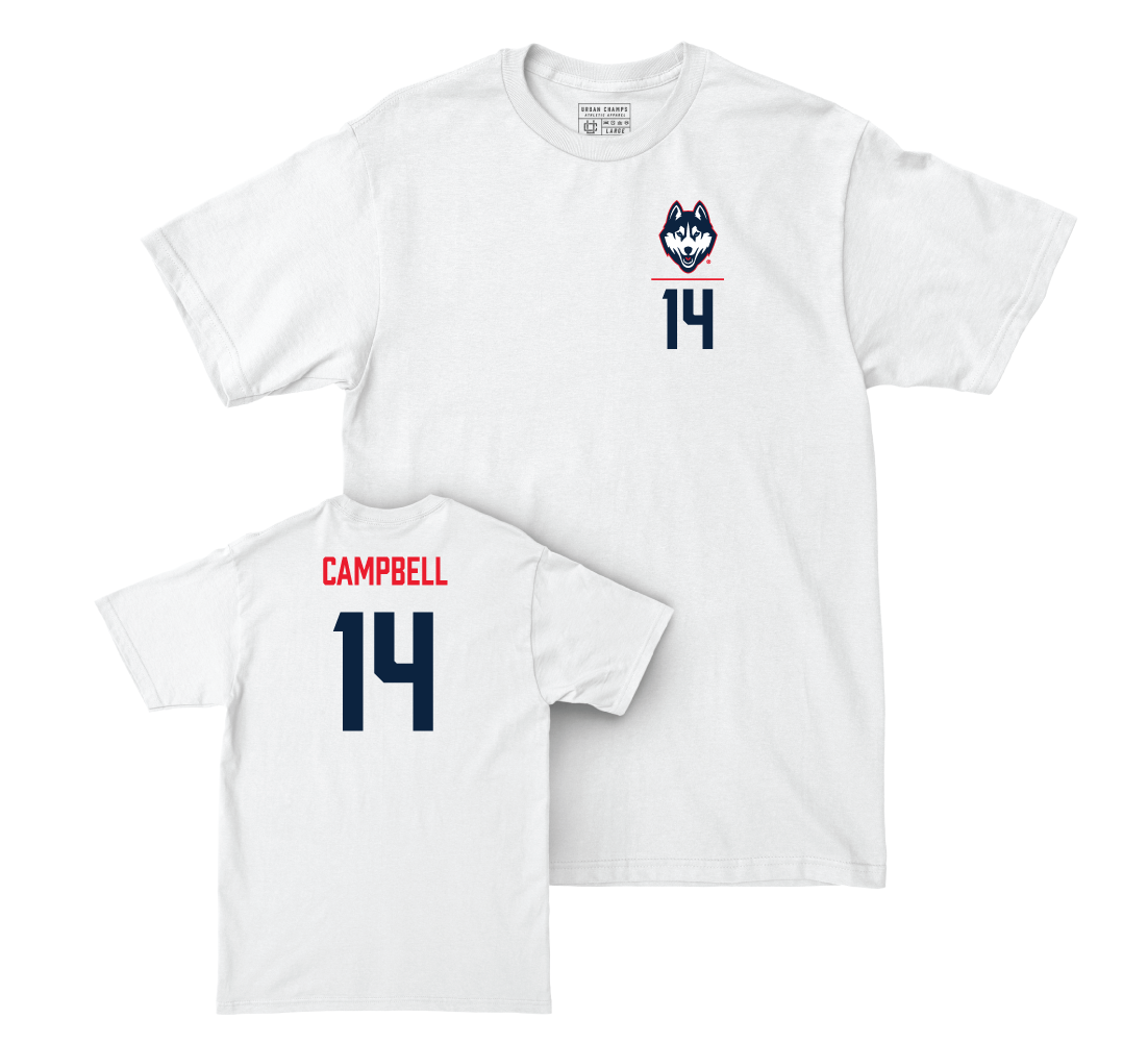 UConn Women's Ice Hockey Logo White Comfort Colors Tee - Brooke Campbell | #14 Small