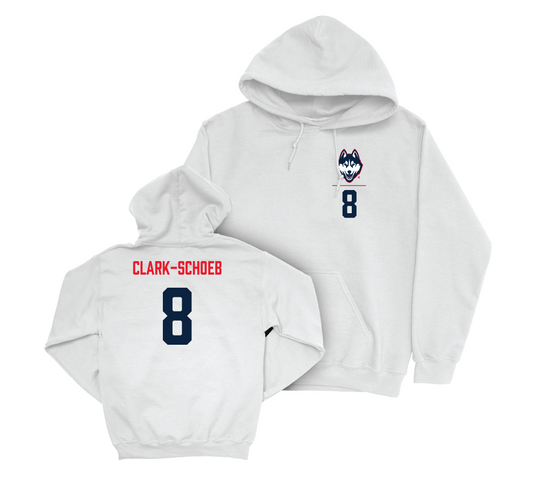 UConn Women's Lacrosse Logo White Hoodie - Barlow Clark-Schoeb | #8 Small