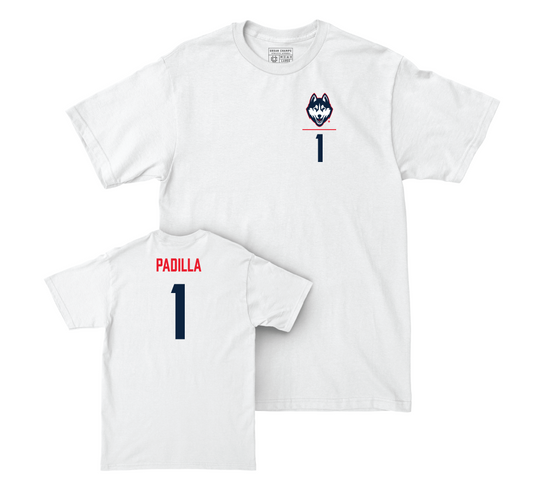 UConn Baseball Logo White Comfort Colors Tee - Bryan Padilla | #1 Small