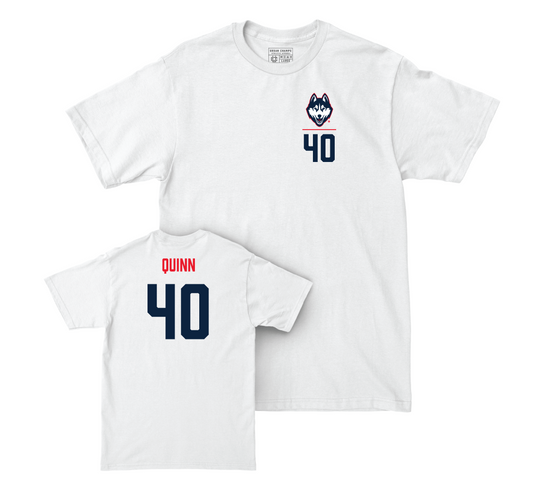 UConn Baseball Logo White Comfort Colors Tee - Braden Quinn | #40 Small