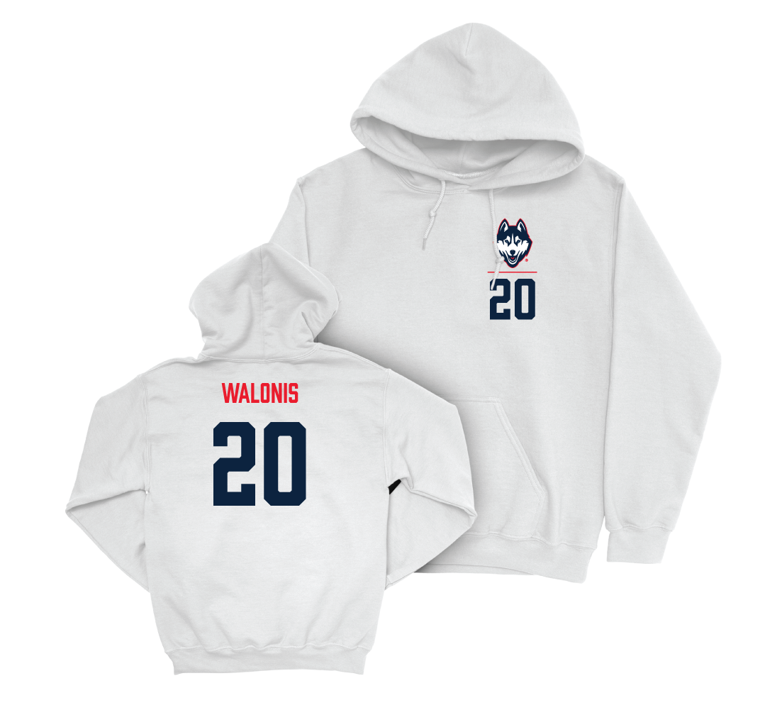 UConn Women's Soccer Logo White Hoodie - Brooke Walonis | #20 Small