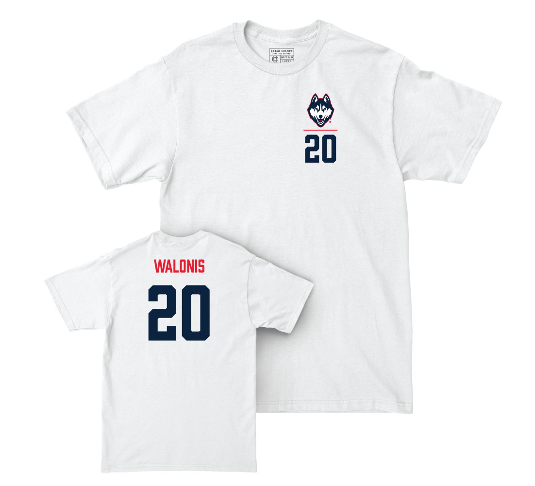 UConn Women's Soccer Logo White Comfort Colors Tee - Brooke Walonis | #20 Small