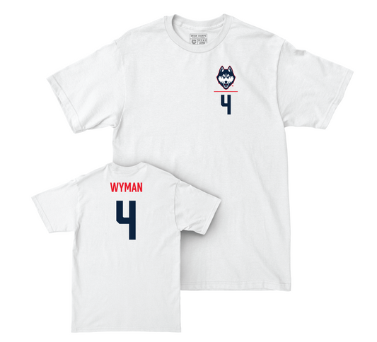 UConn Women's Volleyball Logo White Comfort Colors Tee - Brenna Wyman | #4 Small