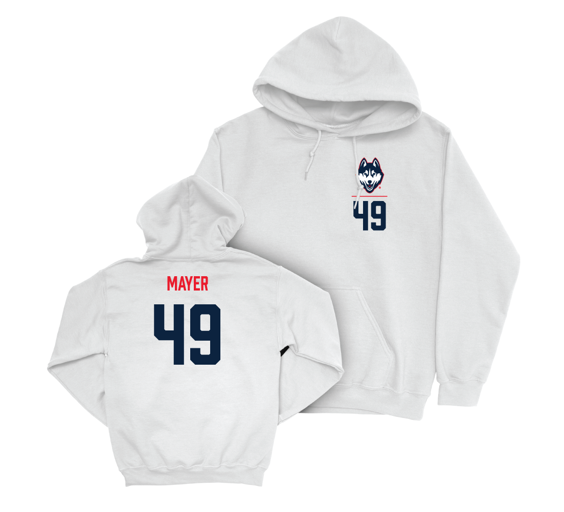 UConn Baseball Logo White Hoodie - Cameron Mayer | #49 Small