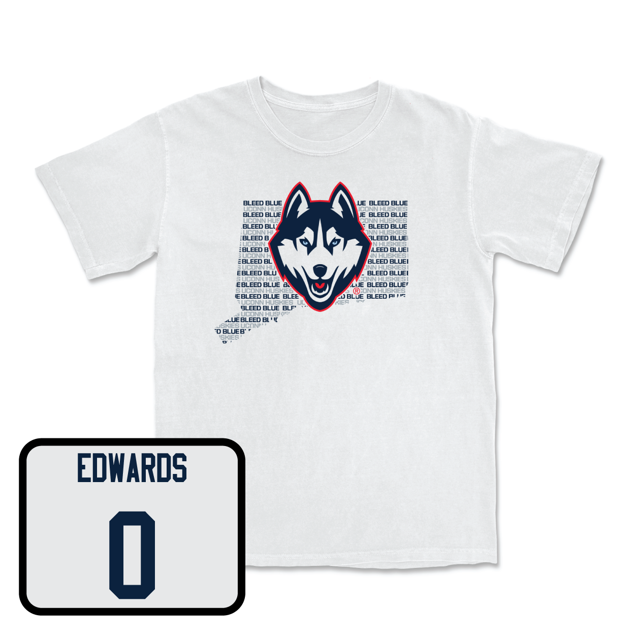 White Football Bleed Blue Comfort Colors Tee Youth Medium / Cam Edwards | #0