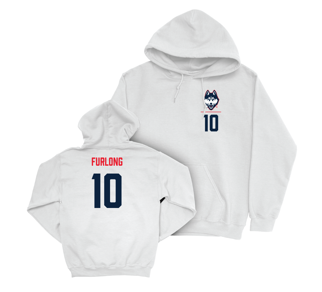 UConn Women's Volleyball Logo White Hoodie - Carly Furlong | #10 Small