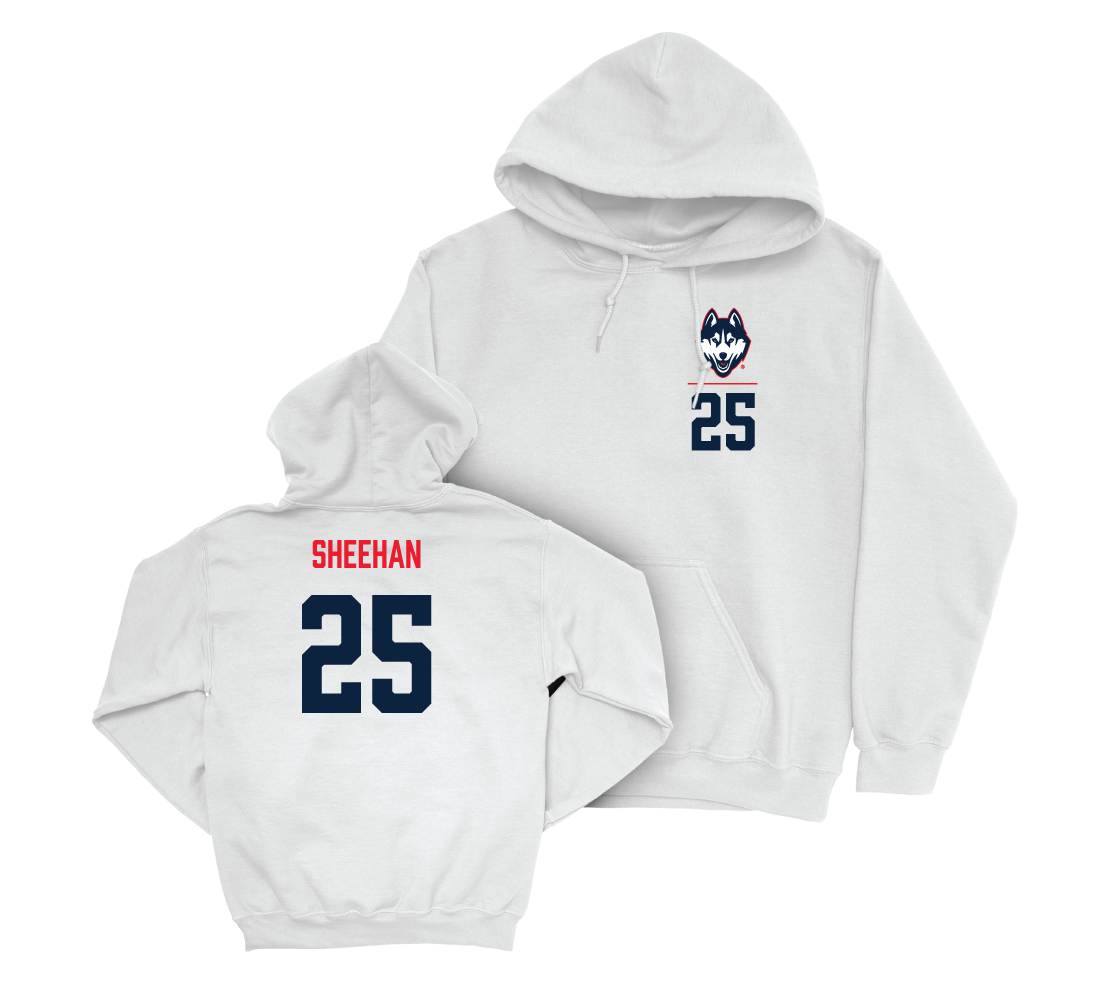 UConn Women's Soccer Logo White Hoodie - Caroline Sheehan | #25 Small