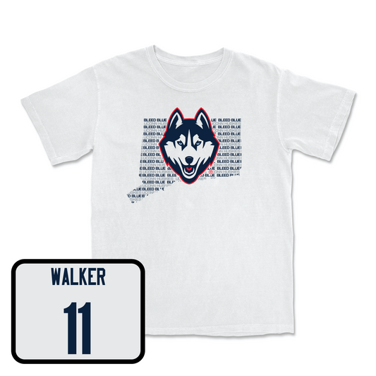 White Women's Ice Hockey Bleed Blue Comfort Colors Tee Youth Small / Christina Walker | #11