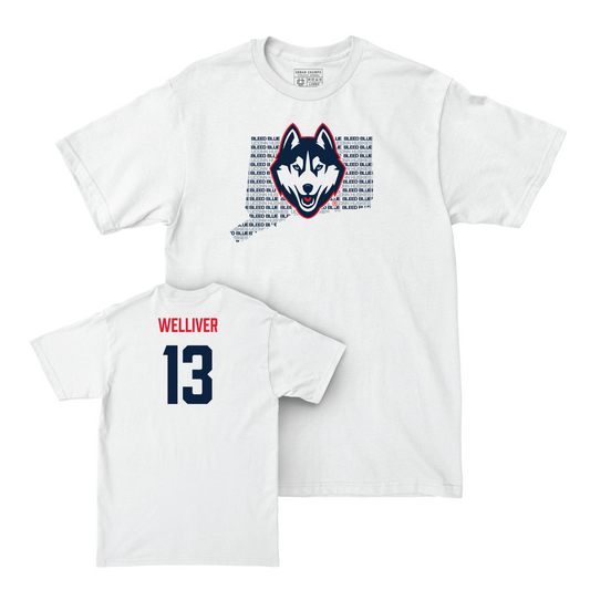 Football White Bleed Blue Comfort Colors Tee - Cole Welliver Small