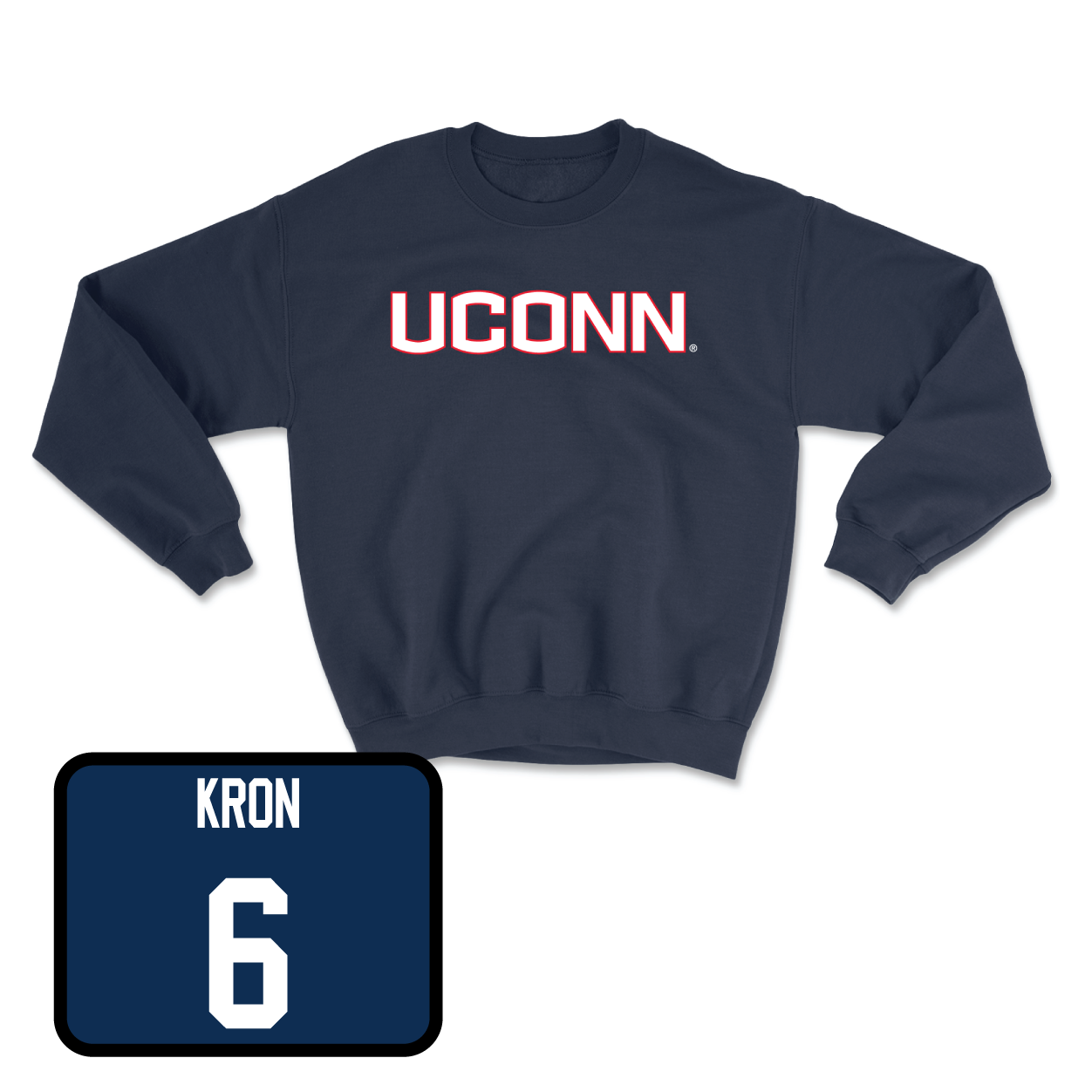 Navy Baseball UConn Crewneck Youth Large / Drew Kron | #6