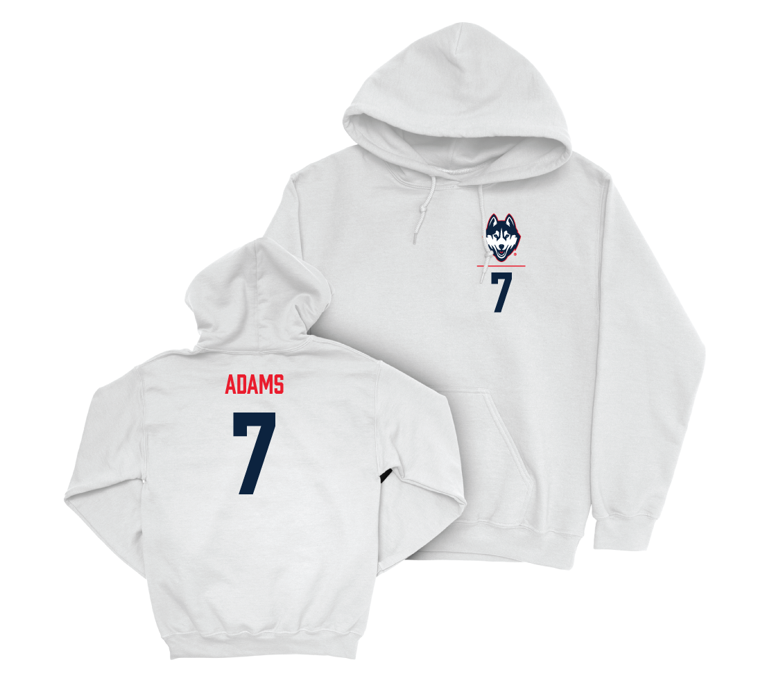 UConn Women's Volleyball Logo White Hoodie - Eli Adams | #7 Small