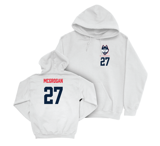 UConn Women's Lacrosse Logo White Hoodie - Eve McGrogan | #27 Small