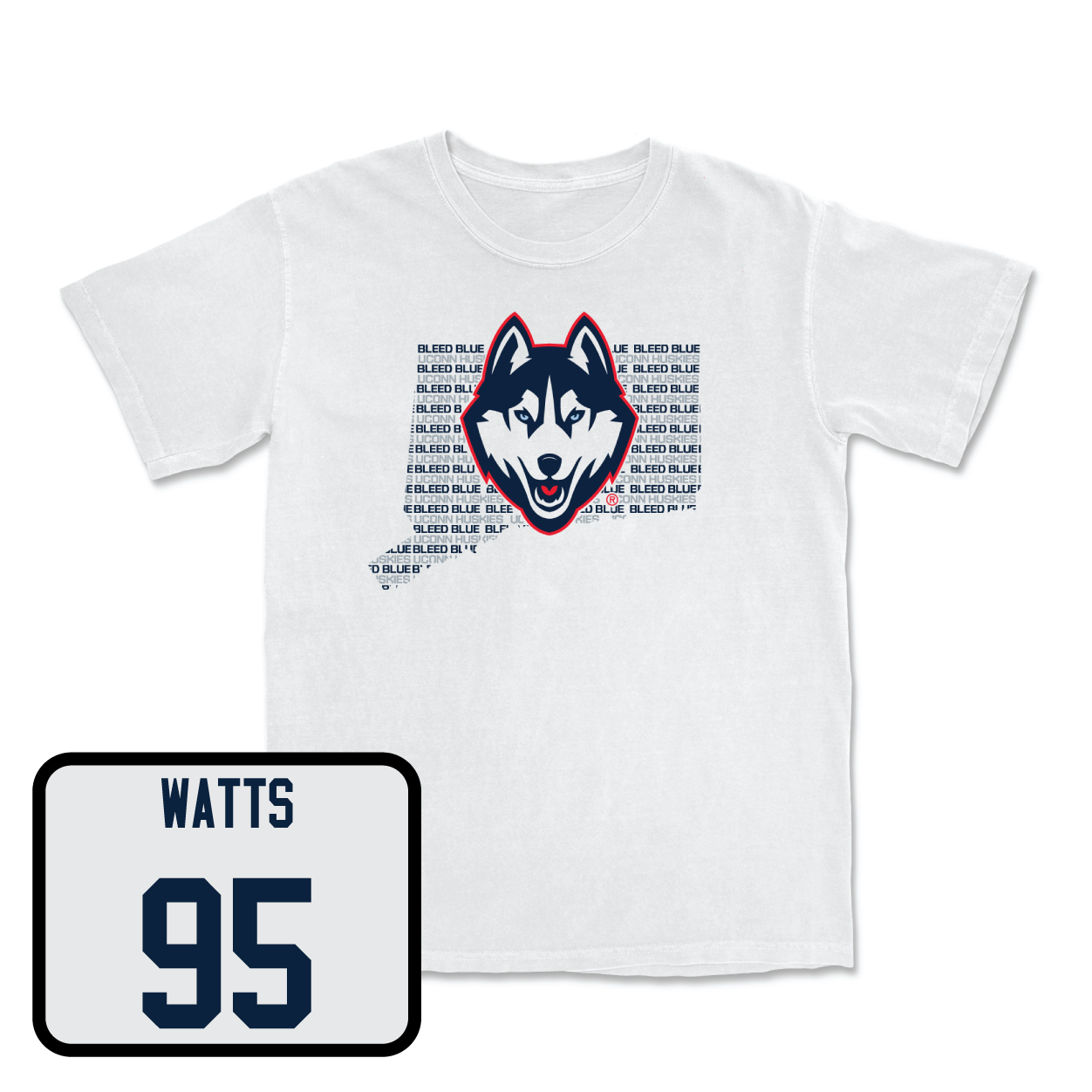 White Football Bleed Blue Comfort Colors Tee Small / Eric Watts | #95