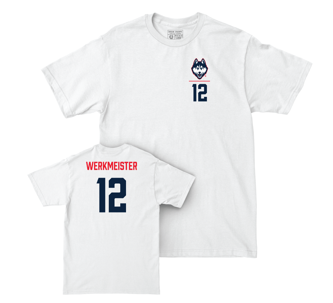 UConn Women's Volleyball Logo White Comfort Colors Tee - Emma Werkmeister | #12 Small