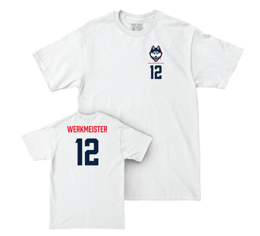 UConn Women's Volleyball Logo White Comfort Colors Tee - Emma Werkmeister | #12 Small
