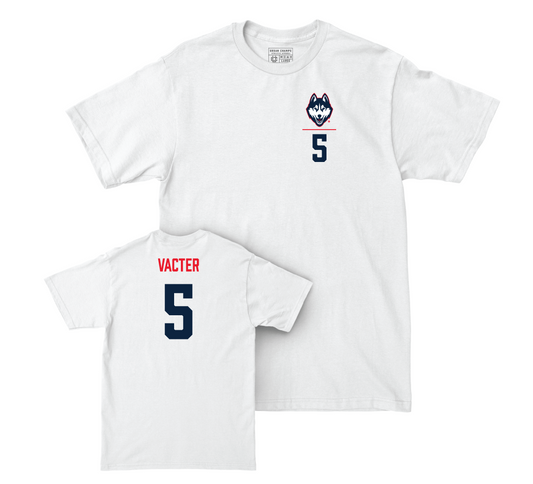 UConn Men's Soccer Logo White Comfort Colors Tee - Guillaume Vacter | #5 Small