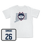 White Football Bleed Blue Comfort Colors Tee Youth Large / Isiah Davis | #26