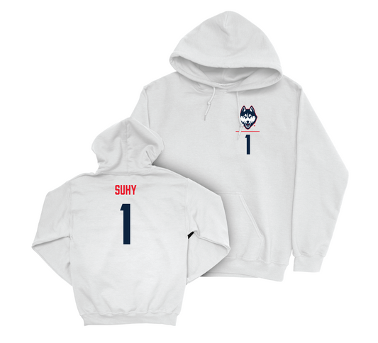 UConn Women's Volleyball Logo White Hoodie - Isabella Suhy | #1 Small
